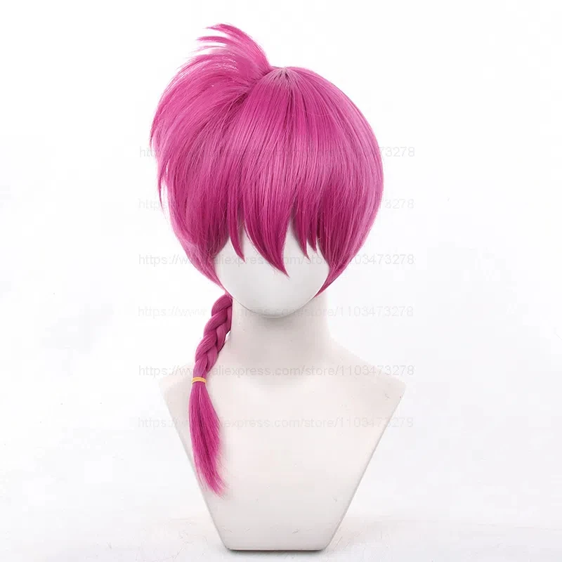 Haute qualité nouveau Anime Ranma 1/2 Ranma Cosplay perruque Ranma noir Rose rouge tressé Halloween