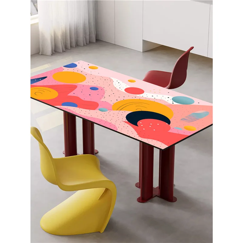 Dining room large color thickened tempered rectangular dining table