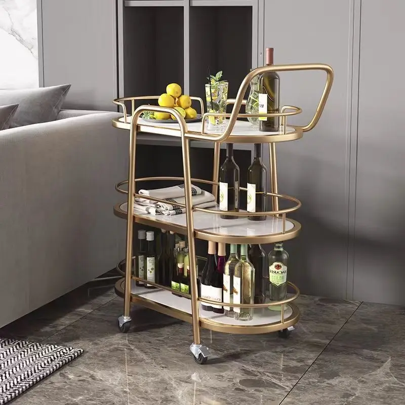 Mobile Small Coffee Table Carts Dining Cart European Tea Truck High-end Beauty Cart Wine Simple Hotel Kitchen Islands Trolleys