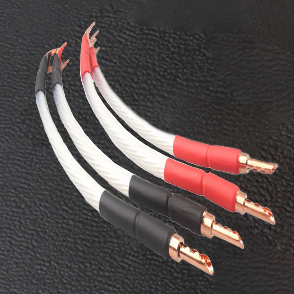 4pcs Speaker Bridge/Jumper Audio Cable 5N OCC Silver Plated Jumper Bridge Cable Y Spade to Y Spade Plug speaker jumper wire