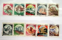 10Pcs/Lot Italy Post Stamps Architectural Scenery Marked Postage Stamps for Collecting