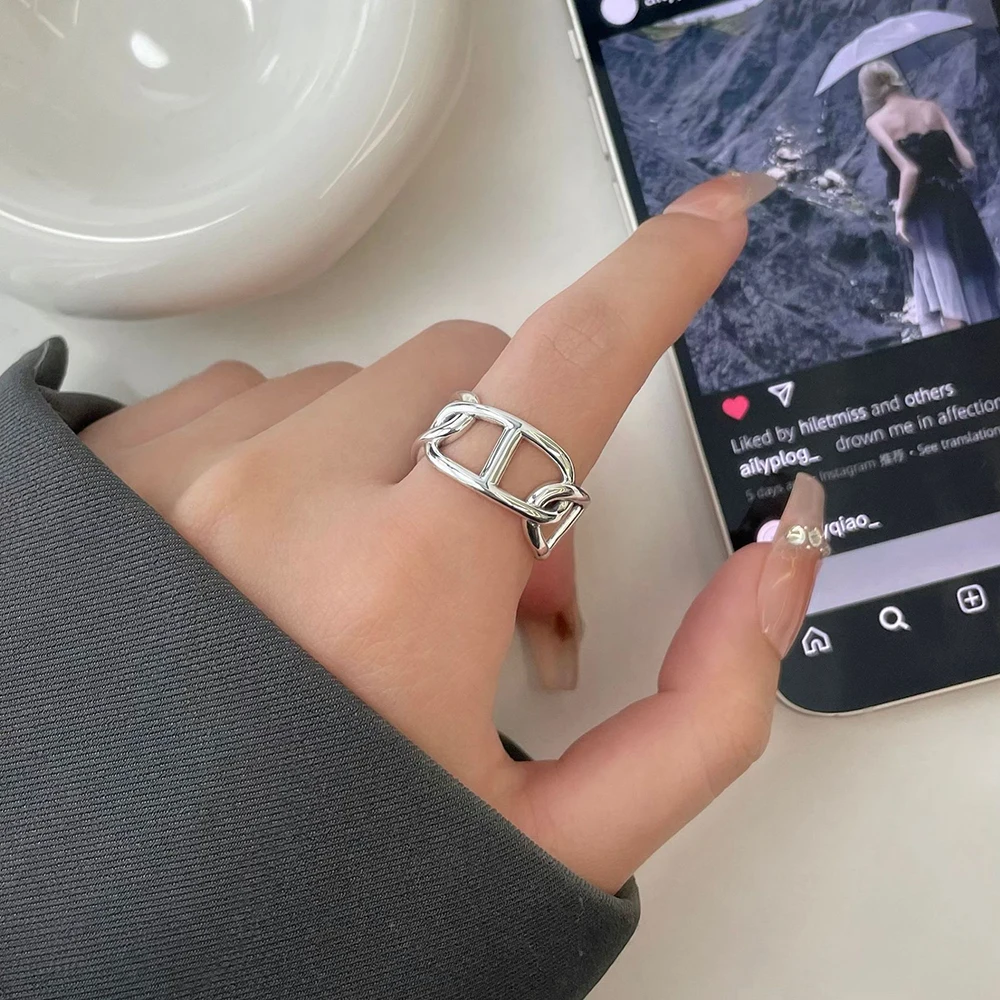 

S925 pure silver fashionable male and female pig nose ring with index finger opening trendy Korean version personalized Thai sil