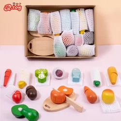 15pcs Wooden Fruit Vegetable Pretend Play Toys Cutting Kitchen Food Simulation Imitation Game for Kids Learning Education Gift