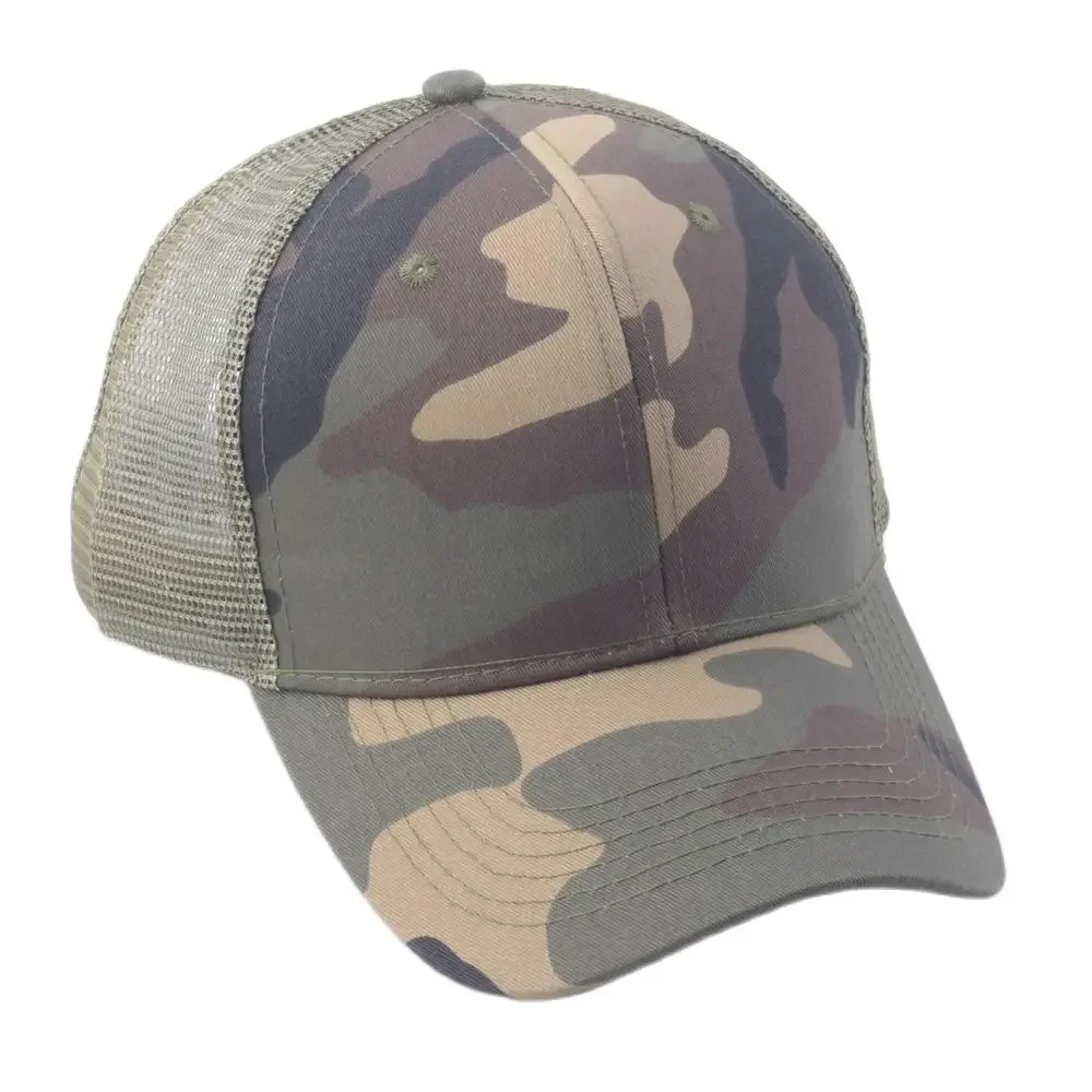 Summer Camo Mesh Baseball Cap Adjustable Men Trucker Hats Army Green