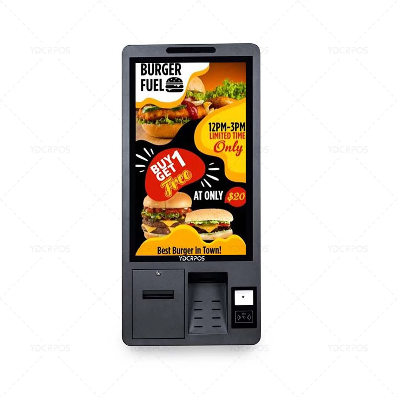 23.8 Inch Payment Terminal Touchscreen Pos Kiosk Machine Food Self Ordering Kiosk Machine With Floor Stand