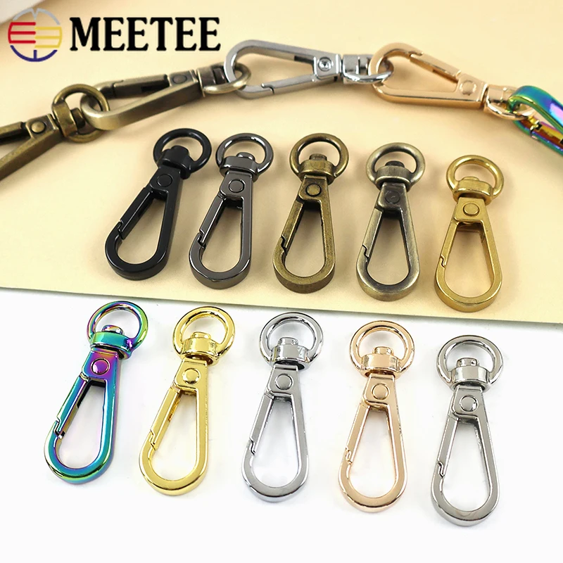 

10Pcs Meetee 8x38mm Metal Snap Hook Swivel Clasp for Bag Strap Keychain Ring Webbing Belt Buckle DIY Bags Hardware Accessories