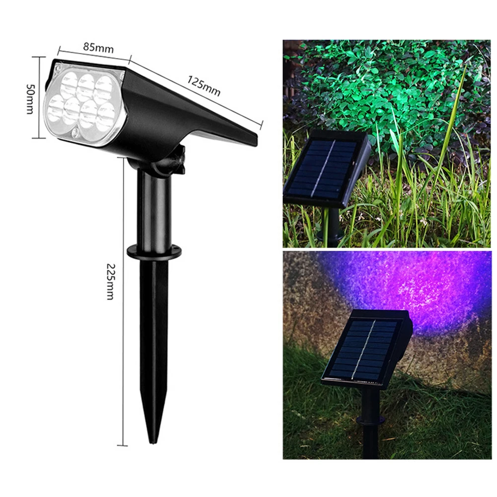 Solar Color Changing Lights Automatic On/Off Solar Lights Angle Adjustable Waterproof Landscape Spotlights For Patio Walkway