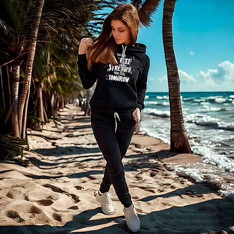 La douleur d'aujourd'hui deviendra en éventuellement la force demain! Costume de sport, costume sweat-shirt à capuche décontracté à manches longues