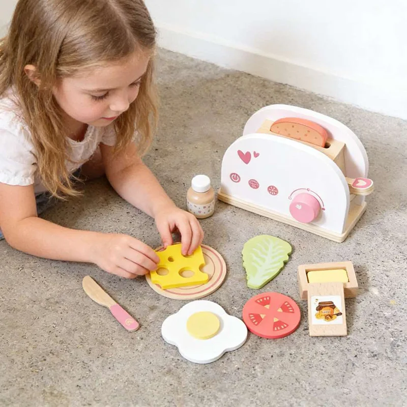 LazyChild Set da cucina in legno per bambini, giocattolo educativo per il tè pomeridiano, per ragazzi e ragazze dell'asilo