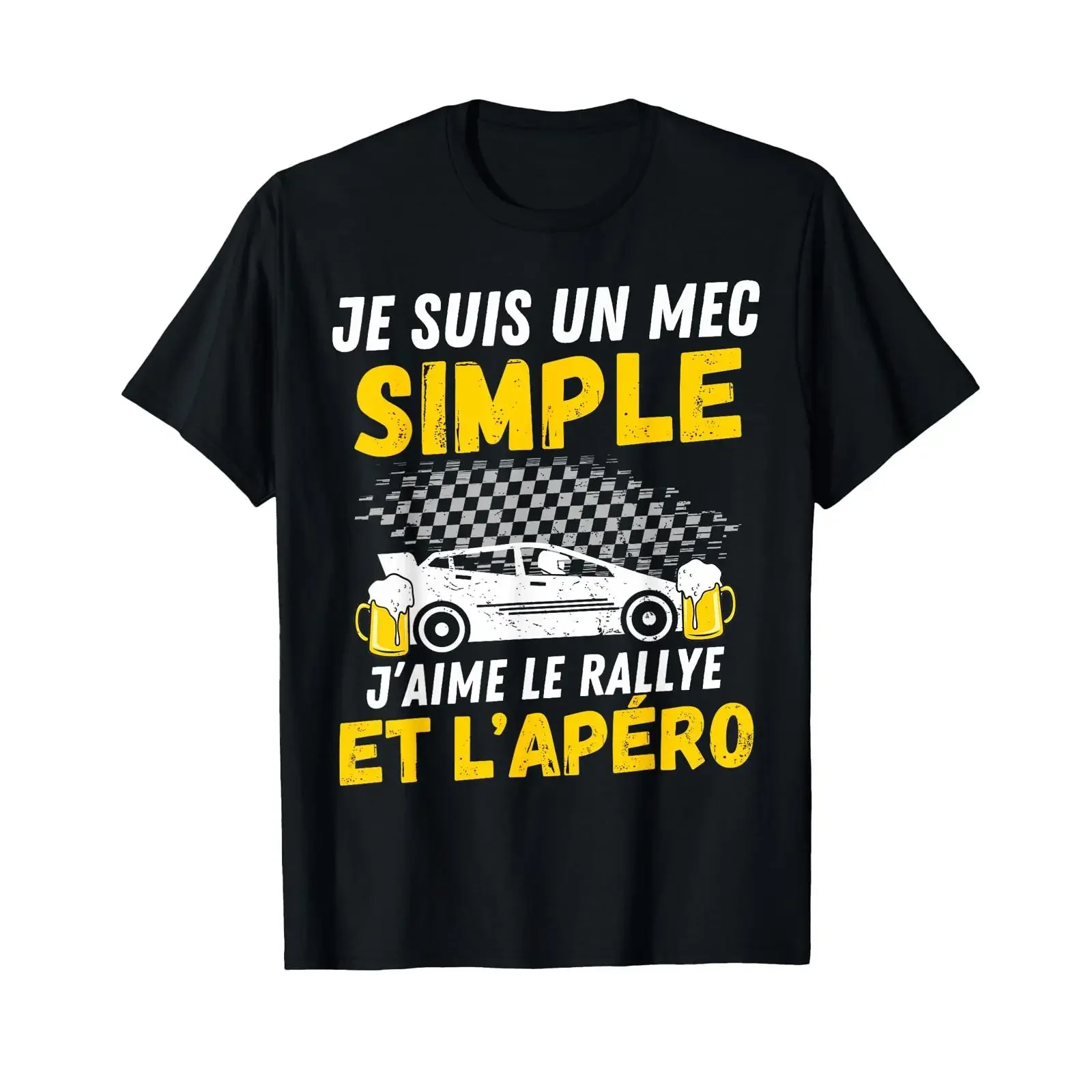 Simple Guy I Love The Rally and aperitif Funny Man Automobile T Shirt vintage Washed Versatile streetwear Stretched Comfortable