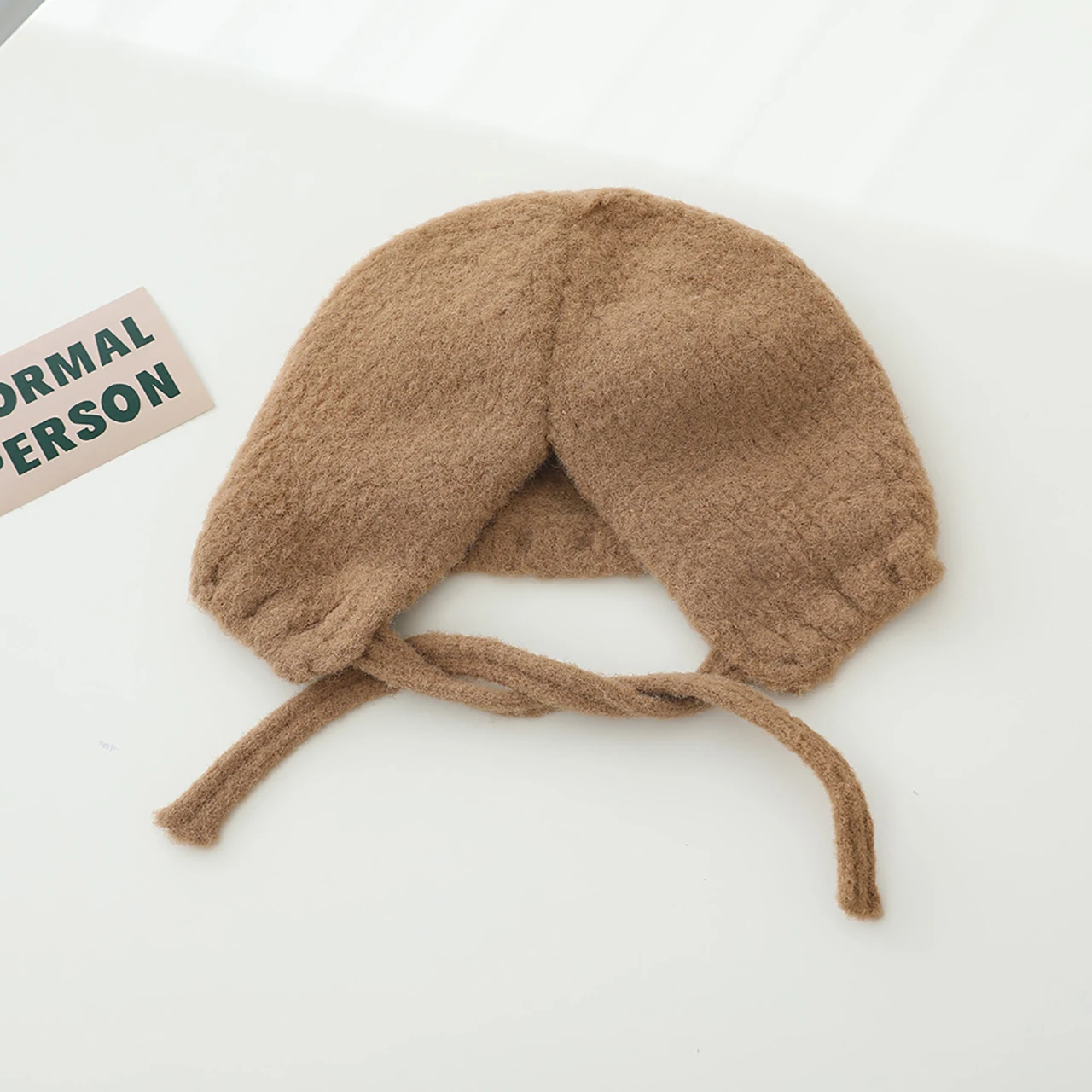 Autumn Winter Baby Knitted Hat Cute Ear Warm Plush Infant Boy Girl Ear Protection Cap Windproof Kids Lacing Beanie Bonnet view 6