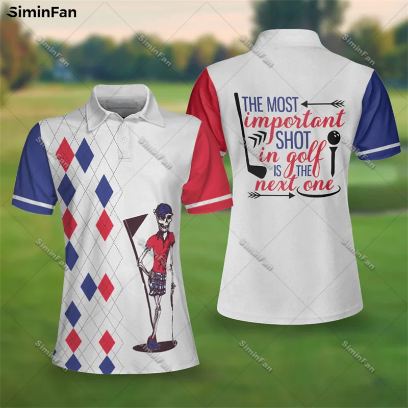 Golf Player Women Polo Shirts 3D All Over Printed Ladies Tennis Tshirt Female Summer Lapel Tee Girls Turndown Collar Top-1