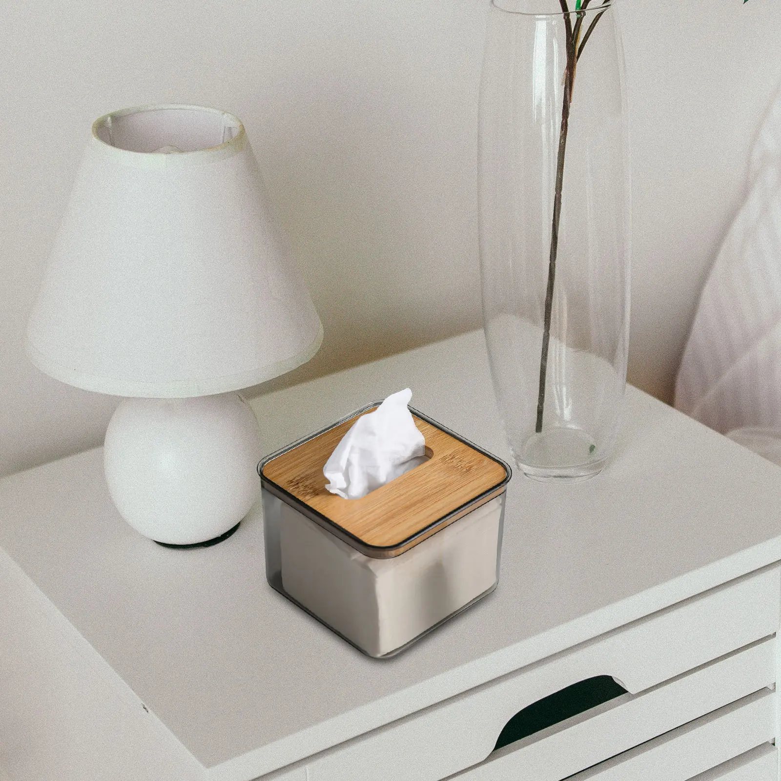 

Desktop Tissue Box Holder Modern Design Roll Paper Organizer with Smooth Arc Edge for Room Bedroom Cafe Tearoom Decoration