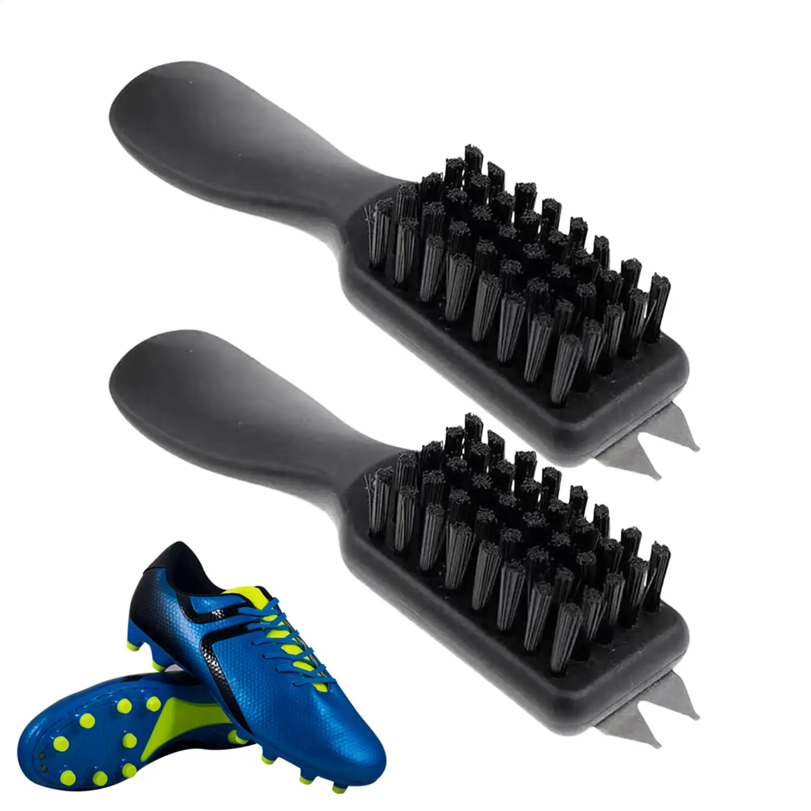 Portable Golf Shoe Brush 2Pcs With Shoehorn Handle Shoe Dirt Cleaning Tool for Golf Course Club Locker Garage Sports Equipment