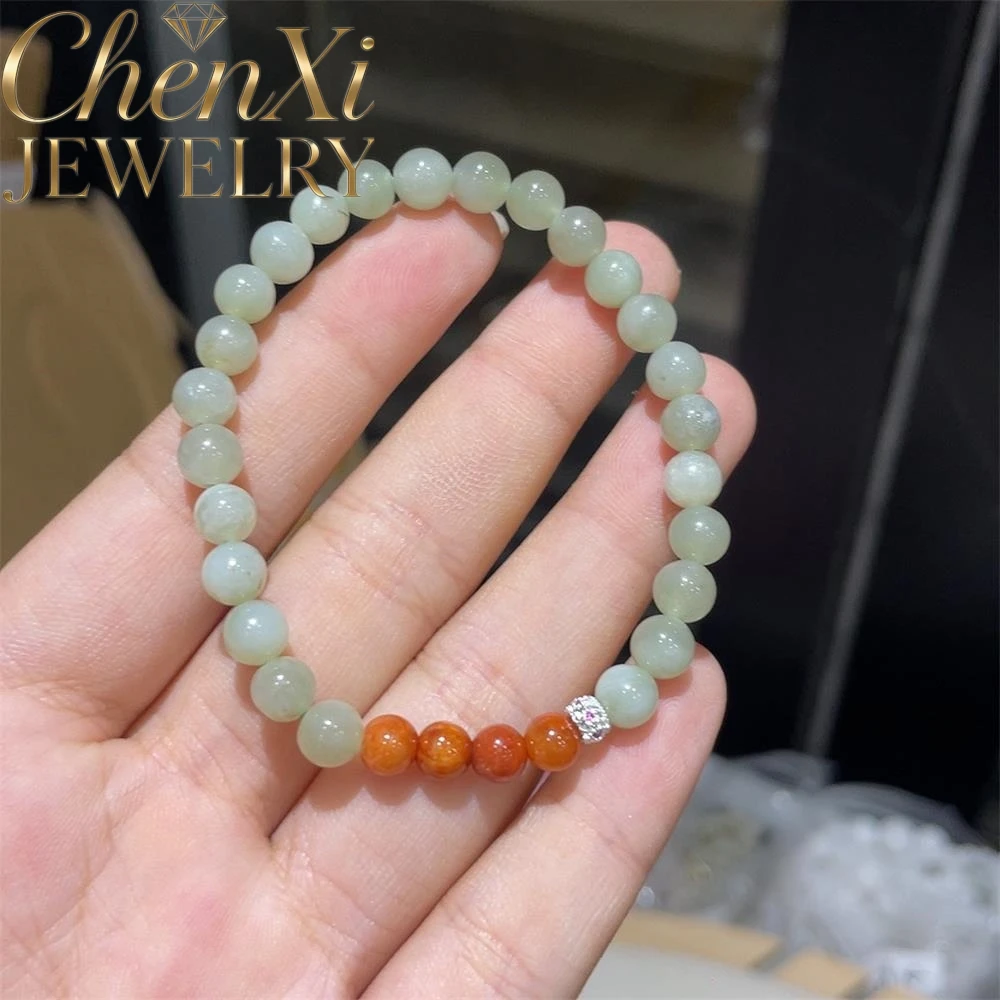 

High-End Natural Hetian Bluish-White Jade Round Bead Bracelet Luxury Quality Fashion Fine Jewelry Exquisite Elegant Popular Gift