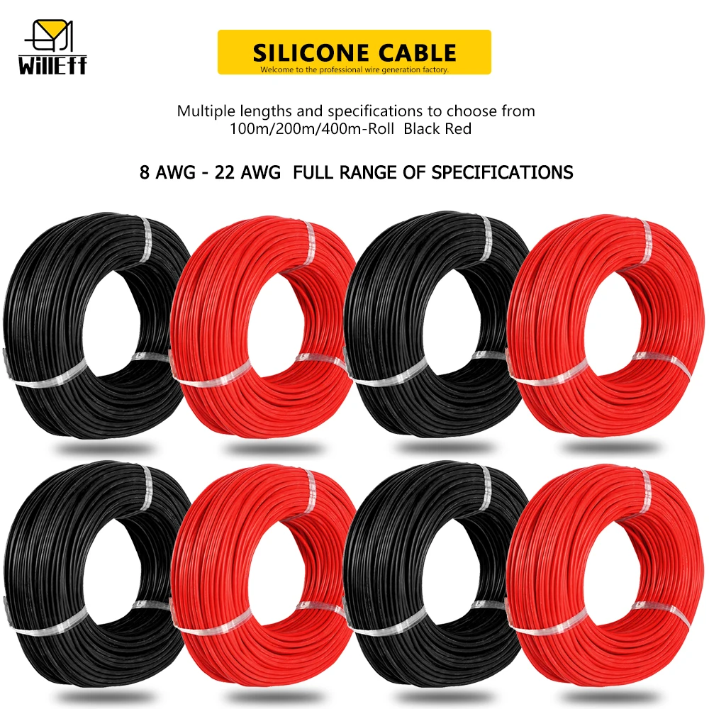 100m/roll Silicone cable 200m/roll Silicone wire 400m/roll Silicone cable electronic wire Soft electrical extension cable