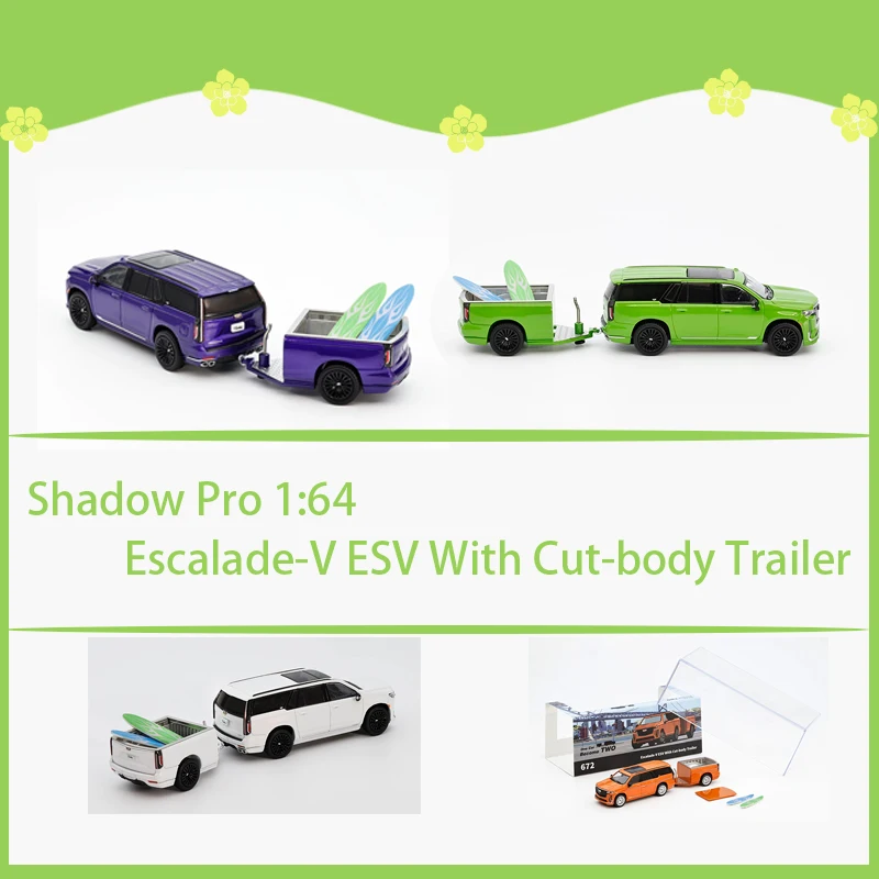 

Shadow Pro 1:64 Scale Escalade-V ESV With Cut-body Trailer Alloy Car Model Static Collection Decorated Holiday Gifts Toys