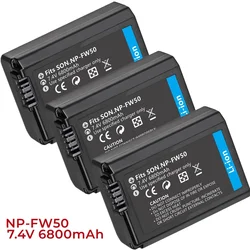 6800mAh NP-FW50 Camera Battery Set Compatible with Sony AlphaA6000,A6500,A6300,A6400,A7,A7II,A7RII,A7SII,A7S,A7S2,A7R