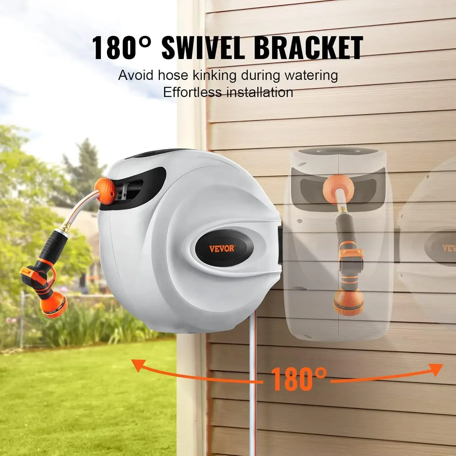 

[XMSJ-ограниченный запас, купить сейчас! ] Выдвижная катушка для шланга, 65 футов x 5/8 дюйма, 180 ° Поворотный кронштейн, настенный, катушка для садового водяного шланга