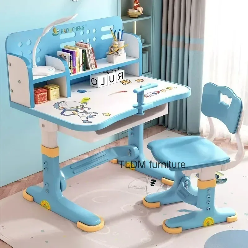 Mesa de estudo de plástico infantil, mesa levantável para a escola primária, escrita do estudante, mesa e cadeira para crianças B