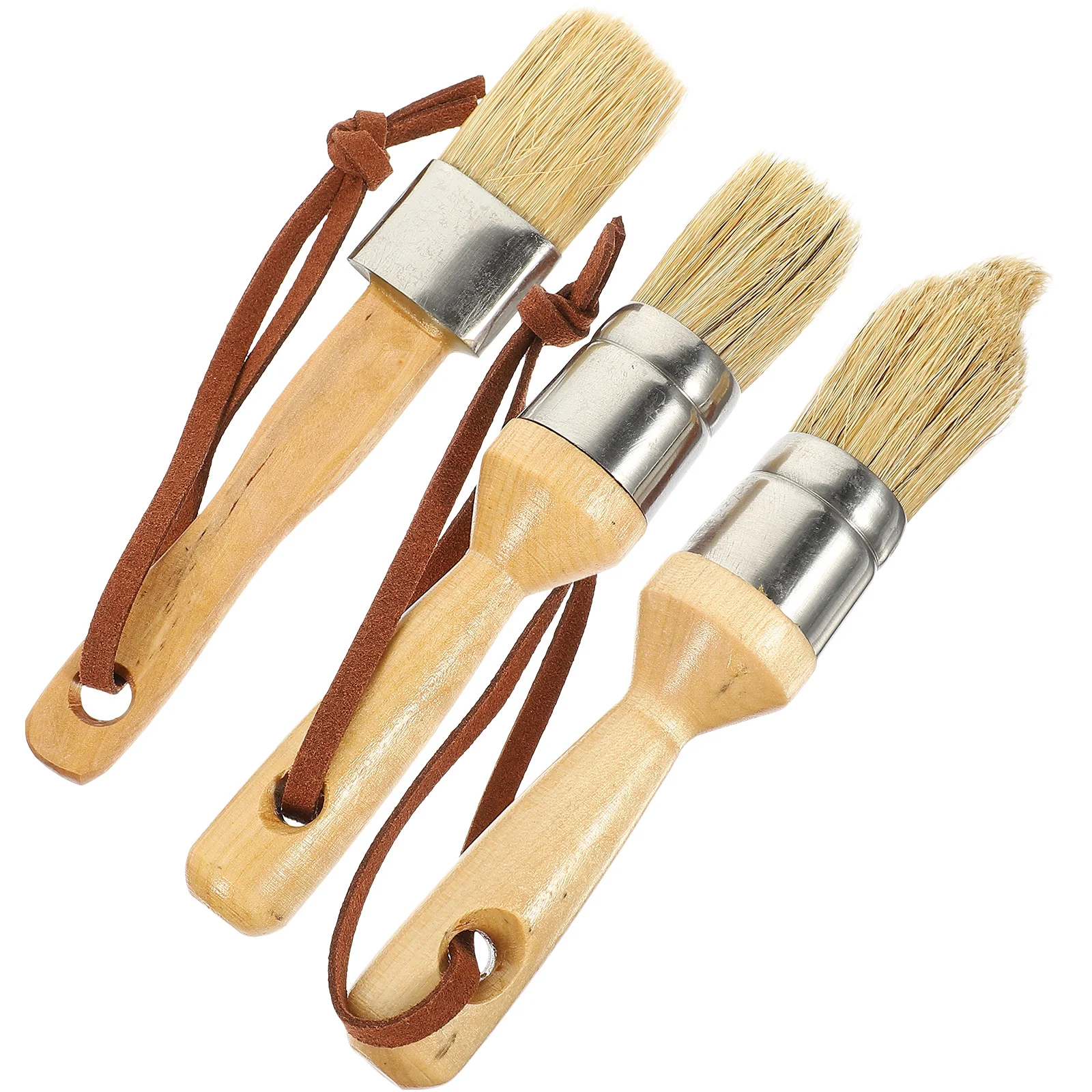 3Pcs Wooden Bristle Paint Brushes Multi-Size Ergonomic Handle Household Painting Tools Suitable for Chalk Milk Latex