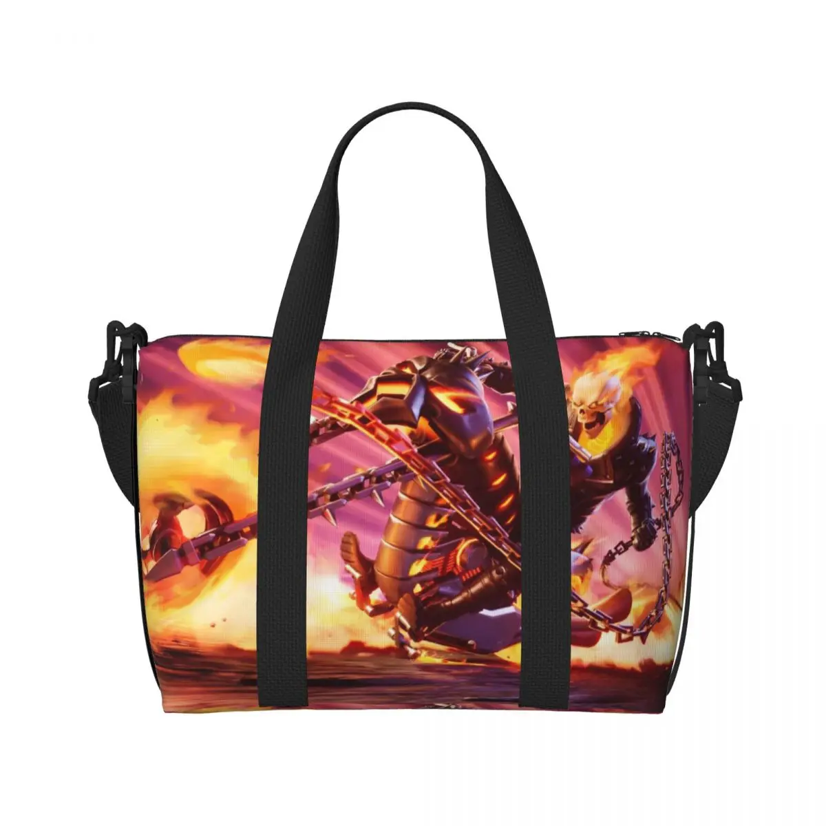 Custom Ghost Rider Image Beach Tote Bag for Women Extra Large Gym Carry On Travel Shopping Bags