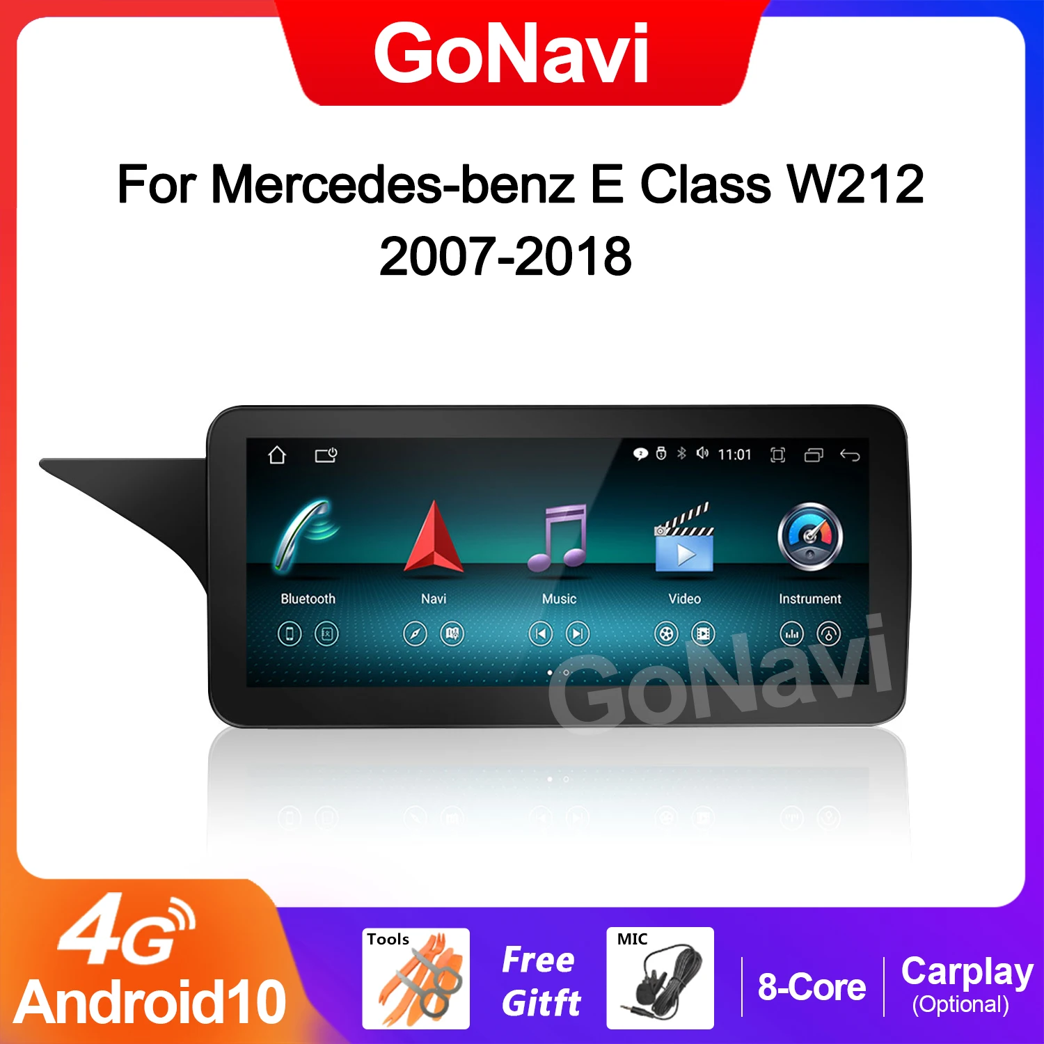 

8-ядерный Автомобильный GPS навигатор GoNavi Android экран для Mercedes W212 2009-2016 WIFI SIM 8 + 128 ГБ BT Carplay ipsмультимедийный плеер