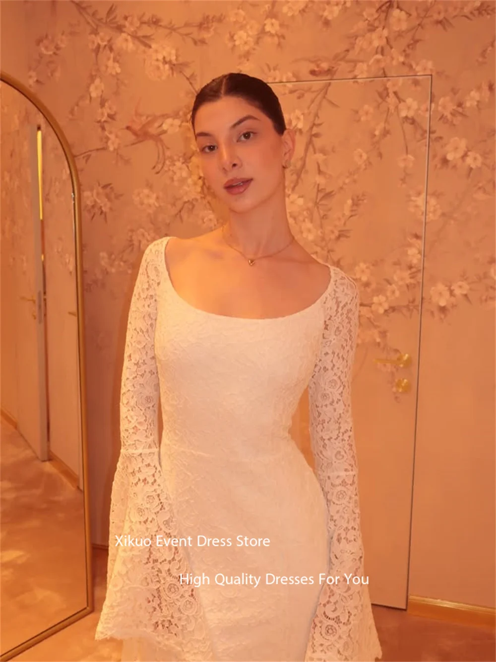 Xikuo فساتين سهرة على شكل جرس دانتيل 2025 فساتين حفلات دانتيل أسود مزينة بحورية البحر الوهم رداء De Soirée مخصص