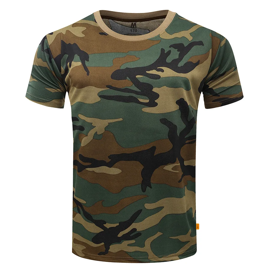 Men\'s Camouflage Tactical Shirt Short Sleeve Quick Dry Combat T-Shirt Military Army T Shirt Camo Outdoor Hiking Hunting Shirts