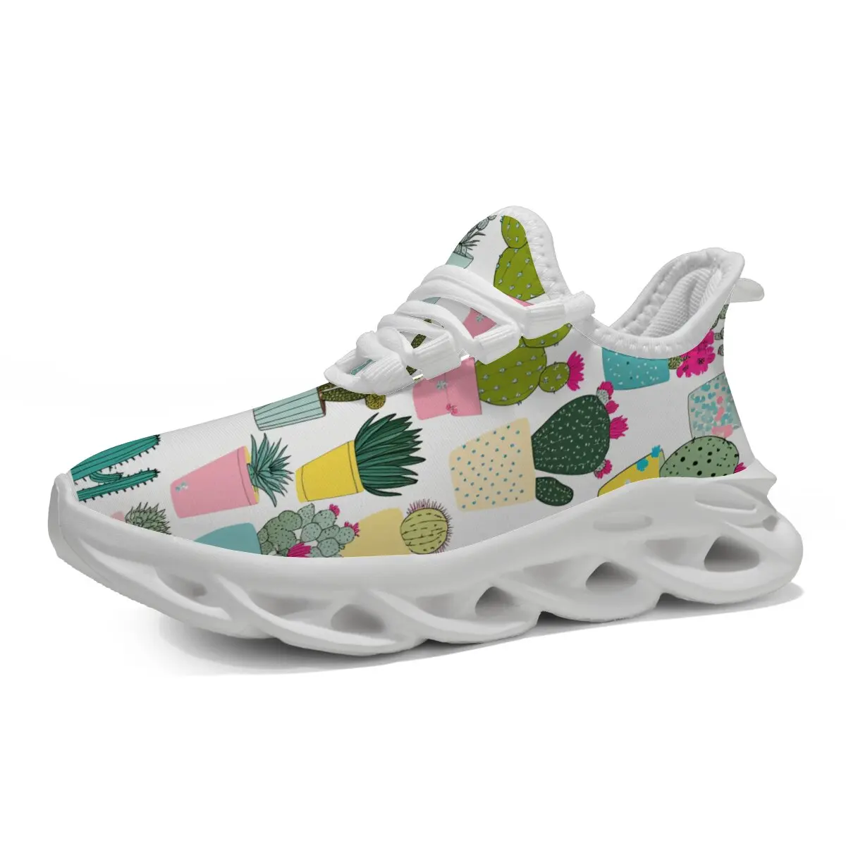 Zapatos para niños, zapatos deportivos informales con planta en maceta de Cactus, zapatos transpirables para correr, Tenis para mujer, zapatillas deportivas blancas para caminar para hombre