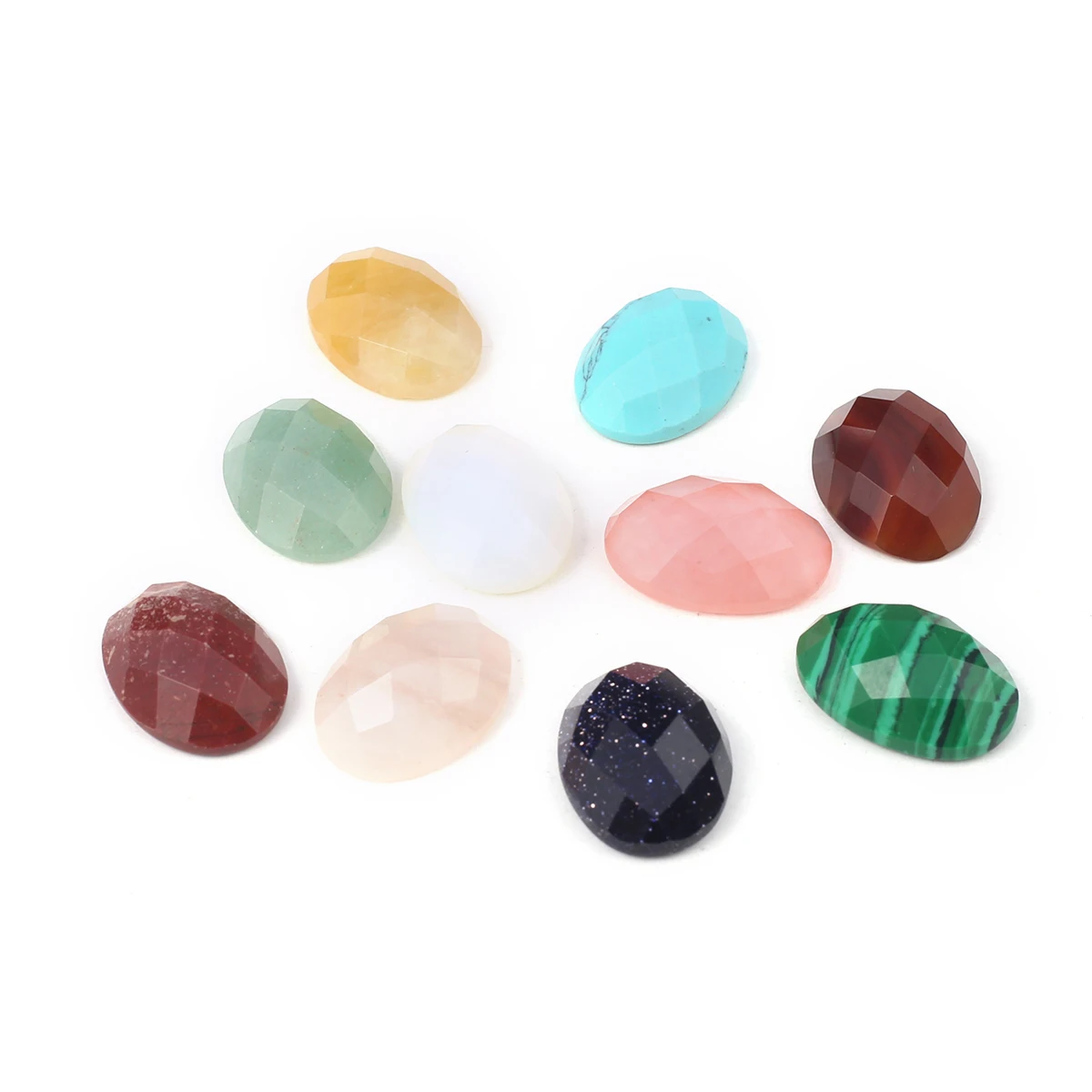 10 PCS Wholesale Faceted Oval Natural Stones Beads Cabochon for Making Necklace Ring Jewelry Charm Jewellery Making Supplies