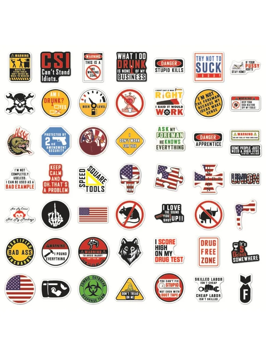 50 sheets of waterproof slogan stickers for decorating computers, skateboards, bags, helmets, mobile phones, tablets,