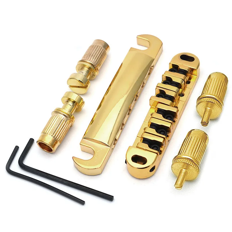 Roller Guitar Bridge Locking Tune-O-matic Bridge Tailpiece Tail For LP Electric Guitar Gold/Chrome