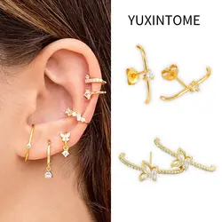 925 Sterling Silver Ear Needle Stylish Geometric Crystal Stud Earrings for Women Everyday Piercing Earrings Fine Jewelry Gift