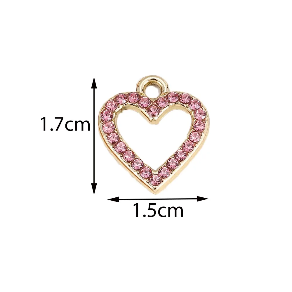 10pcs Heart Pendant Charms With Glass Rhinestone Dangle For DIY Bracelet Necklace Earrings Jewelry Making Supplies Accessories view 2