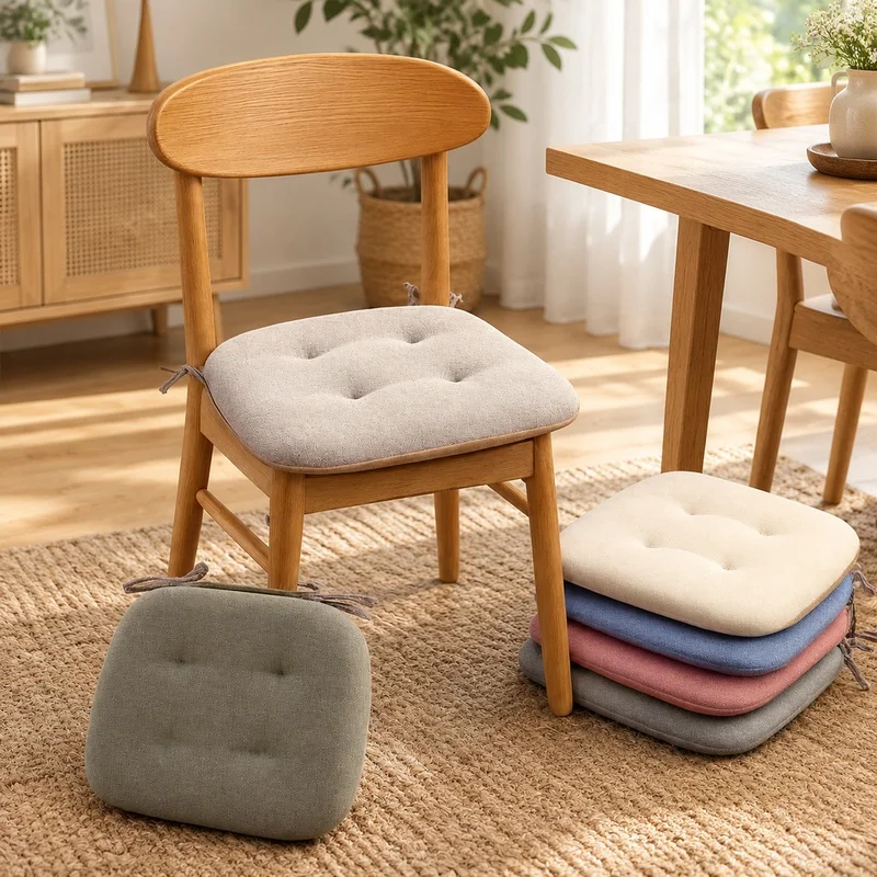 Thick Summer Cotton-Linen Cushion for Horseshoe Chairs, Breathable Seat Pad Ideal for Dining or Study
