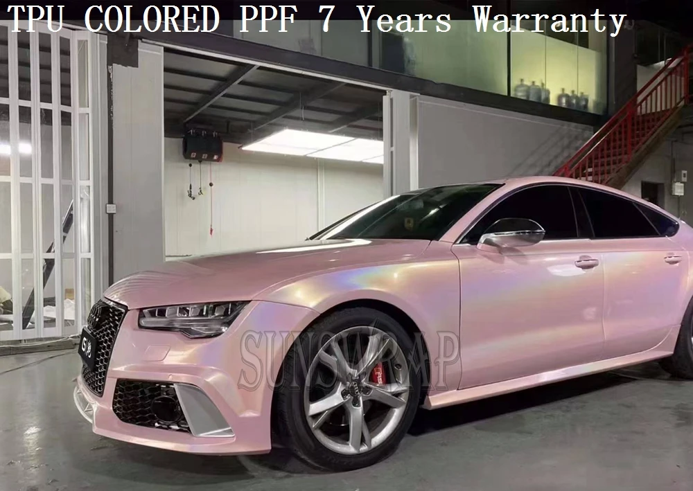 

Hot Pink Holographic Iridescent TPU PPF Color Shifting Wrap for Car, Yacht, Motorcycle- Self-Healing, Wet Method 5x52ft/roll
