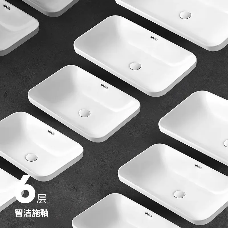 Taichung basin semi-embedded ceramic table bathroom basin wash modern simple small apartment marble countertop