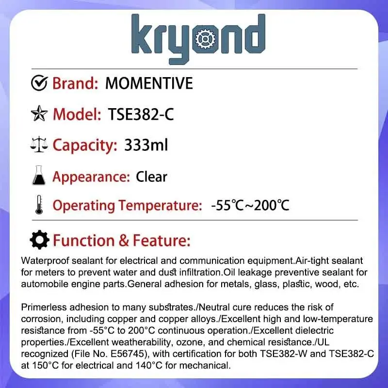 MOMENTIVE TSE382 333ml Adhesive Sealant TSE382-C TSE382-W Paste Excellent Dielectric Properties