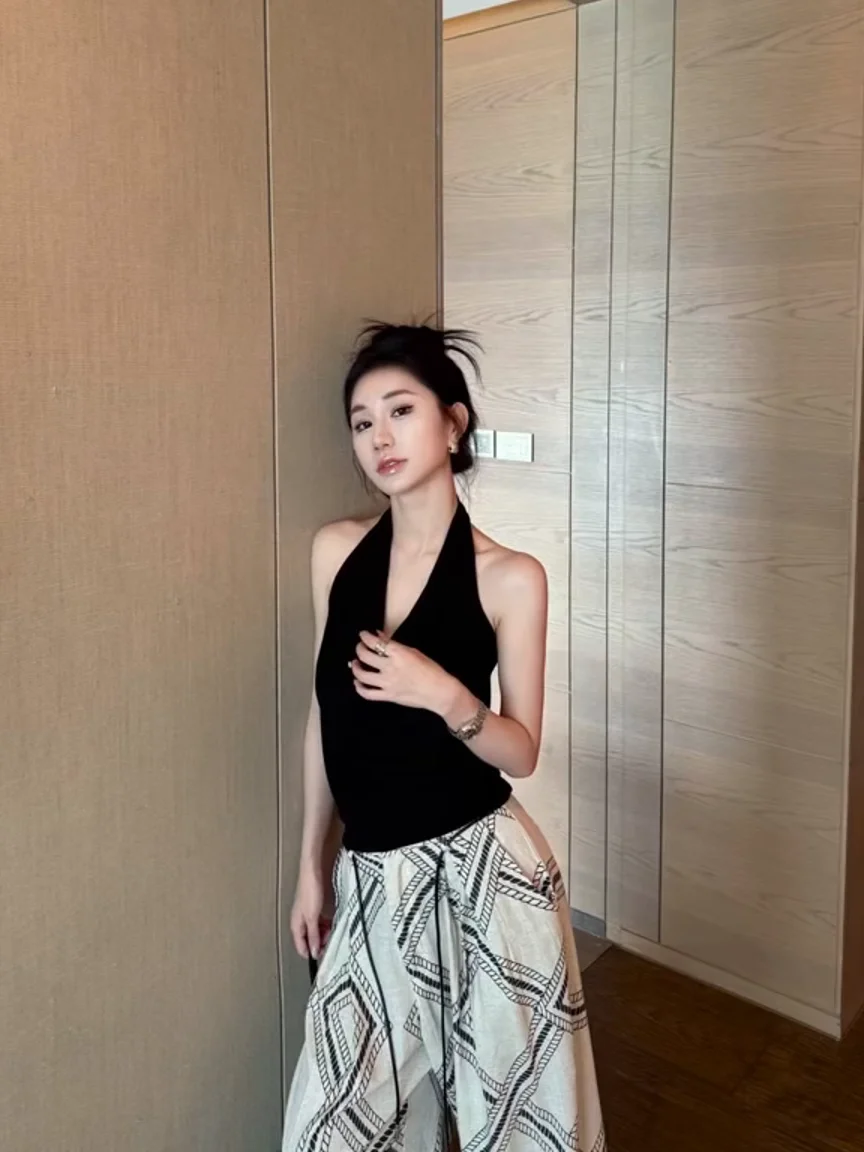 

Bla Sexy Girl ter Ne Hanging Ne Strap Vest Women Summer Outdoor Wear Slimming Sexy Bal Svel Top