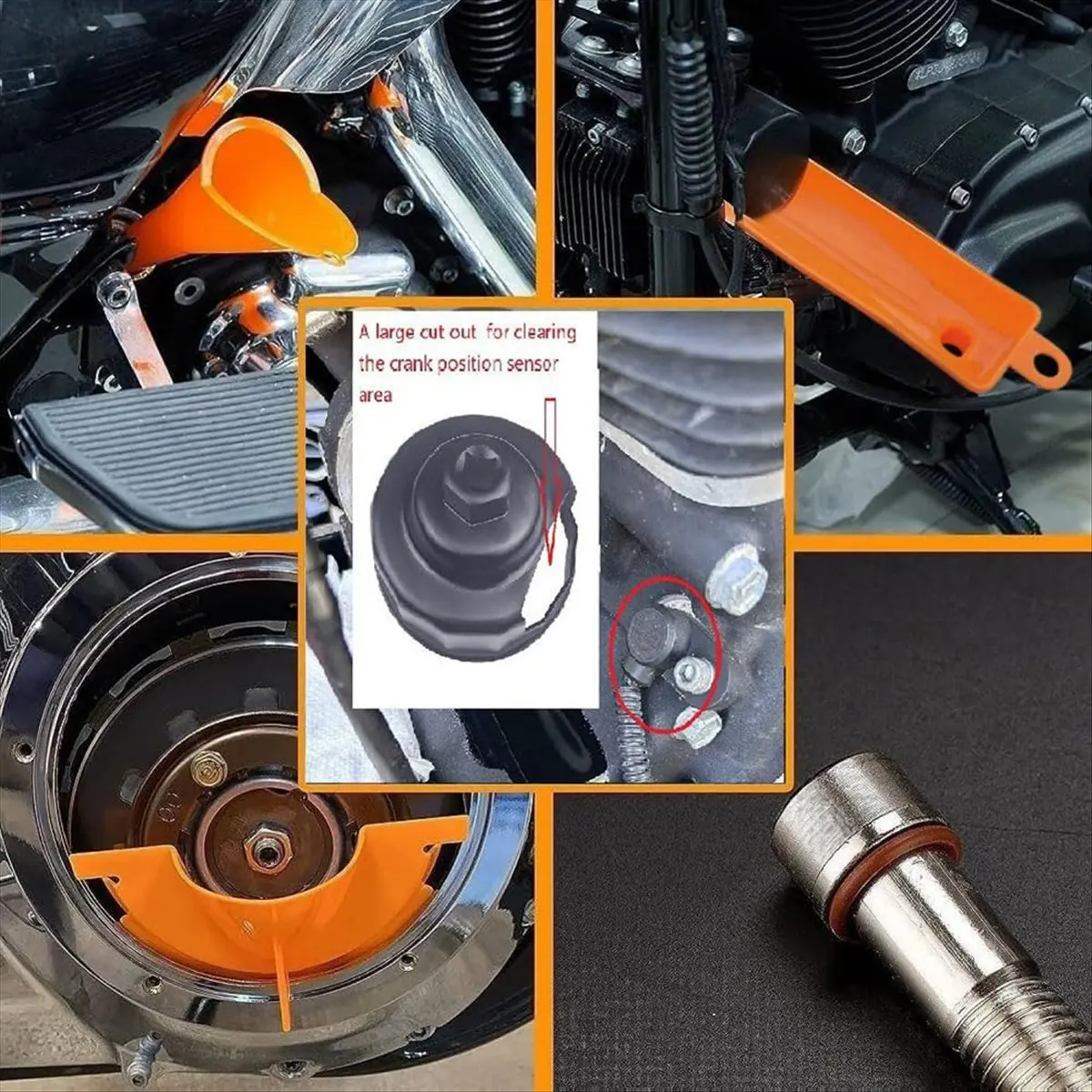 MALL Oil Change Kit for Tool, Oil Filter Wrench, Oil Funnels Set, Motorcycle Primary Case Oil Funnel, 50PCS O-Ring
