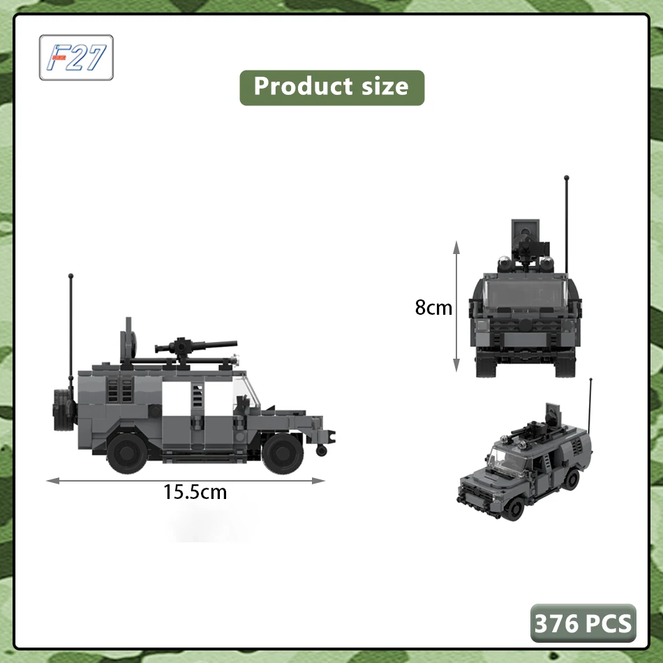 MOC WW2-Ensemble de blocs de construction de voiture pour enfants, modèle de véhicule tout-terrain, police SWAT, figurines de guerre militaires, armes, briques, jouets cadeaux