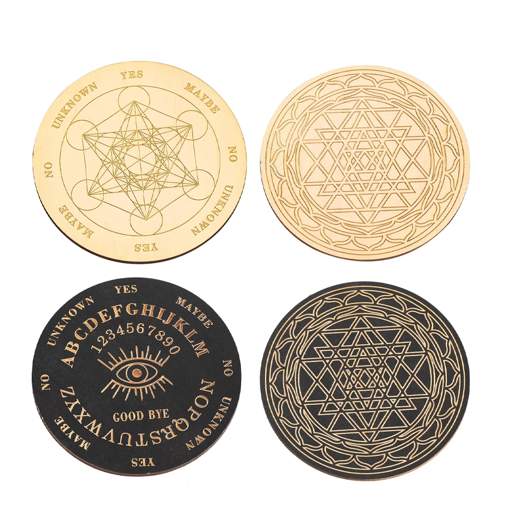 Wooden Pendulum Board Metatron Yes No Alphabet Spirit Board Divination Altar Decoration Witchcraft Supplies for Meditation