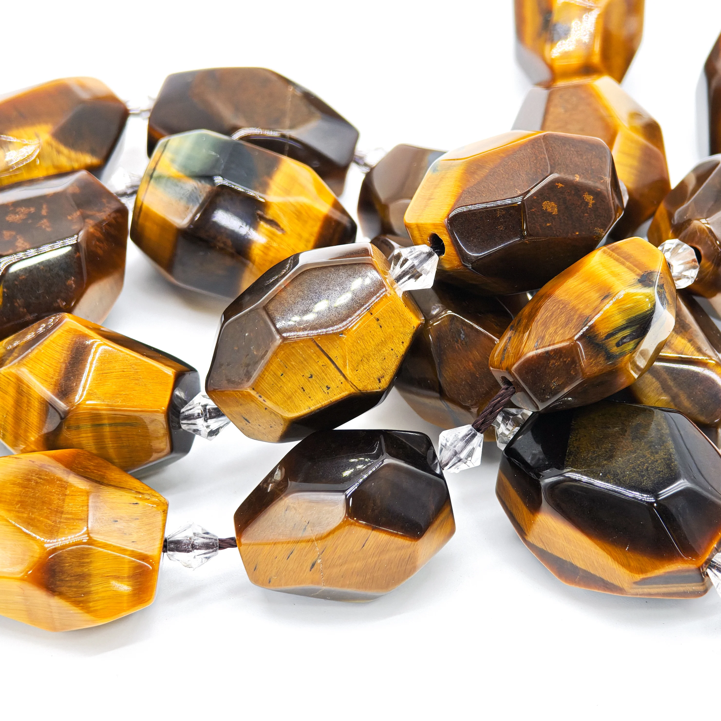 Faceted Lapis Lazuli, Yellow Tiger's Eye, Blue Chalcedony Irregular Round Stones & Crystals for Necklace Pendants Jewelry