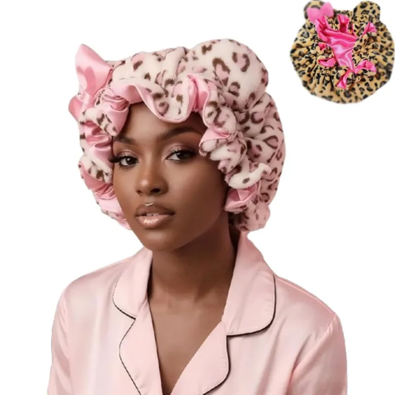 Creative Soft Hair Drying Cap Absorbent Microfiber Dry Hair Towel Leopard Print Bowknot Hair Towels Face Wash