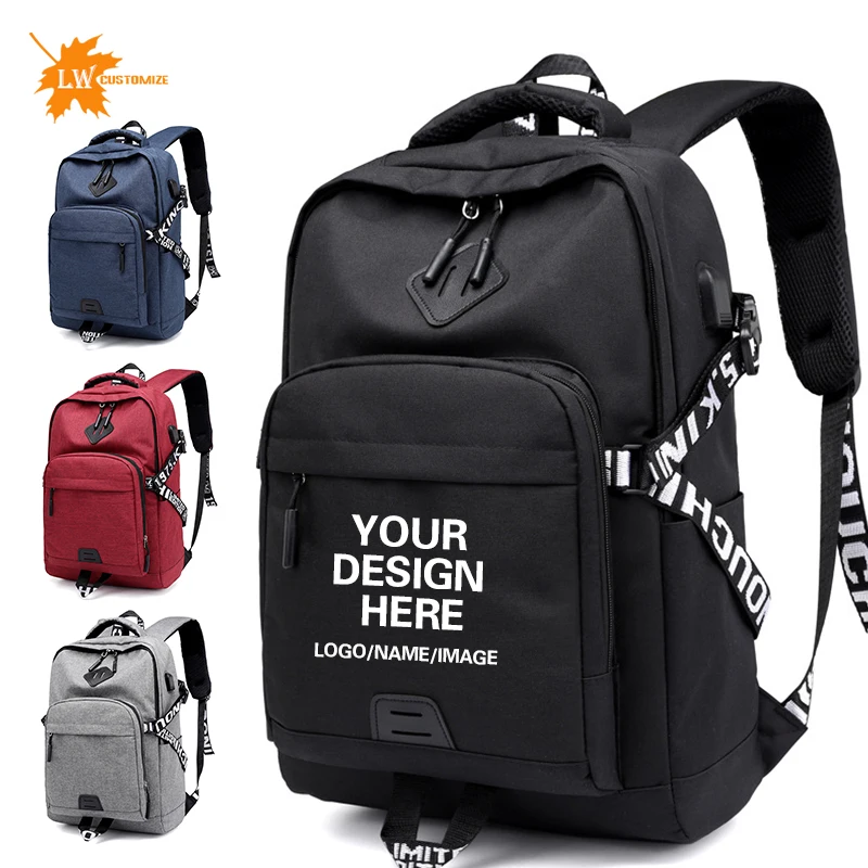 

Backpack Custom logo Large Capacity Nylon Computer Backpack Couple Bag Personalized Image Name