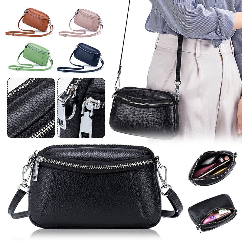 Genuine Mobile Phone Crossbody Bag Leather Fashion Minimalist Shoulder Stylish Simple Shoulder Mobile Phone Bag Large Capacity