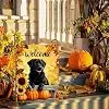 Fall Black Lab Dog Garden Flags for Outside 12x18 Double Sided, Small Burlap Holiday Autumn Cardinal Pumpkin Leaves Wecome G jjp
