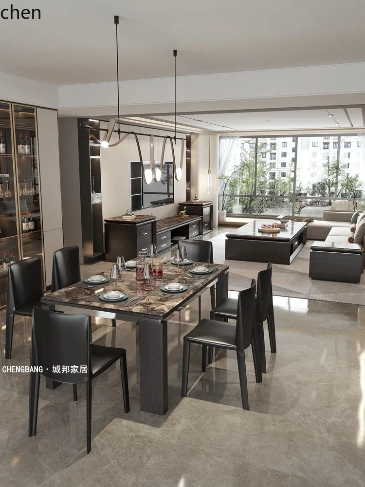 

living room marble coffee table TV cabinet combination simple villa high-end