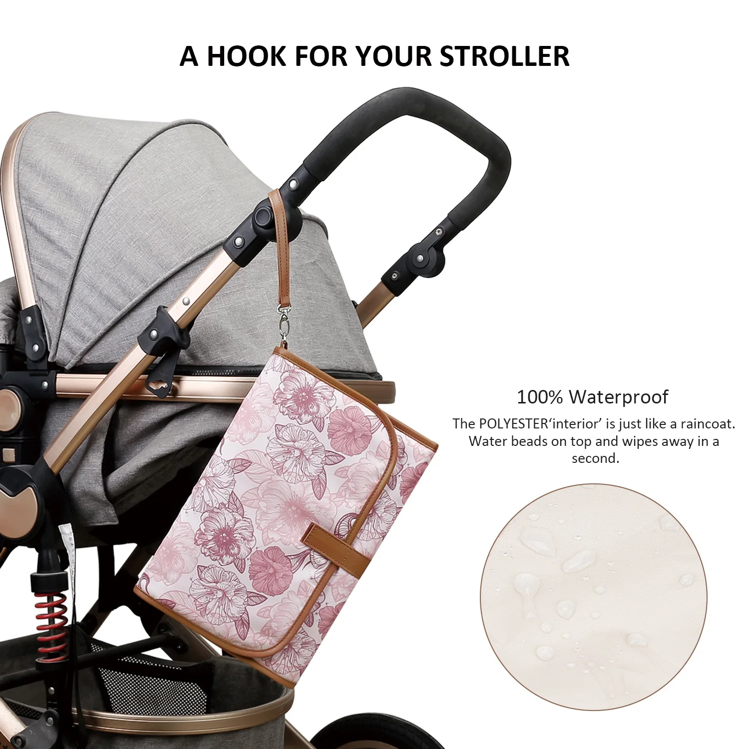 Portable Diaper Bag with Reusable Padded Mat & Liner - Lightweight Collapsible Design Compact Diaper Storage